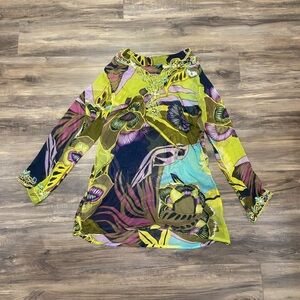 Vintage 100% Silk Beaded Multicolor Top